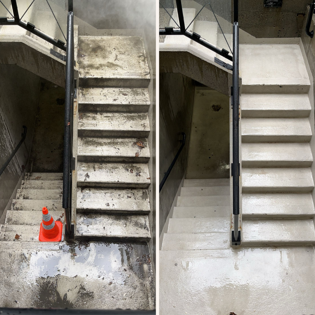 High pressure washing driveway in Burnaby BC